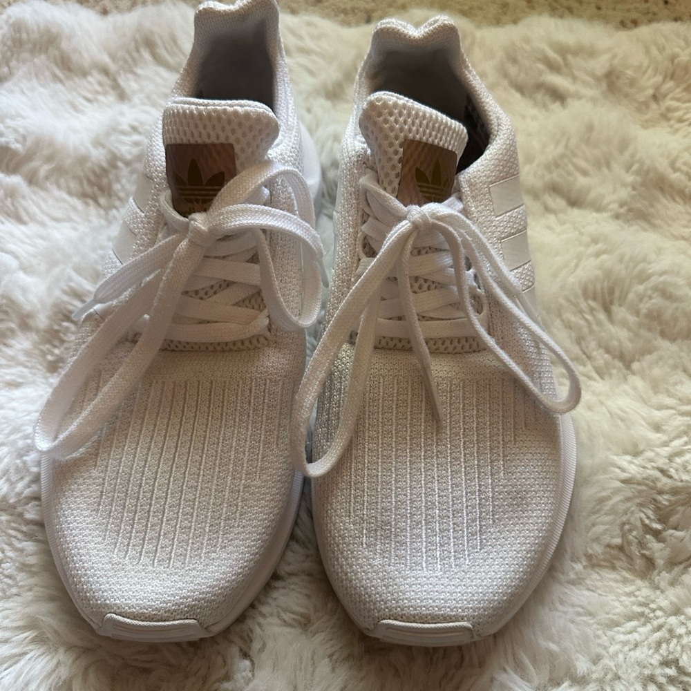 Adidas Women’s Swift Run Shoes - White and Rose Gold - Size 7
